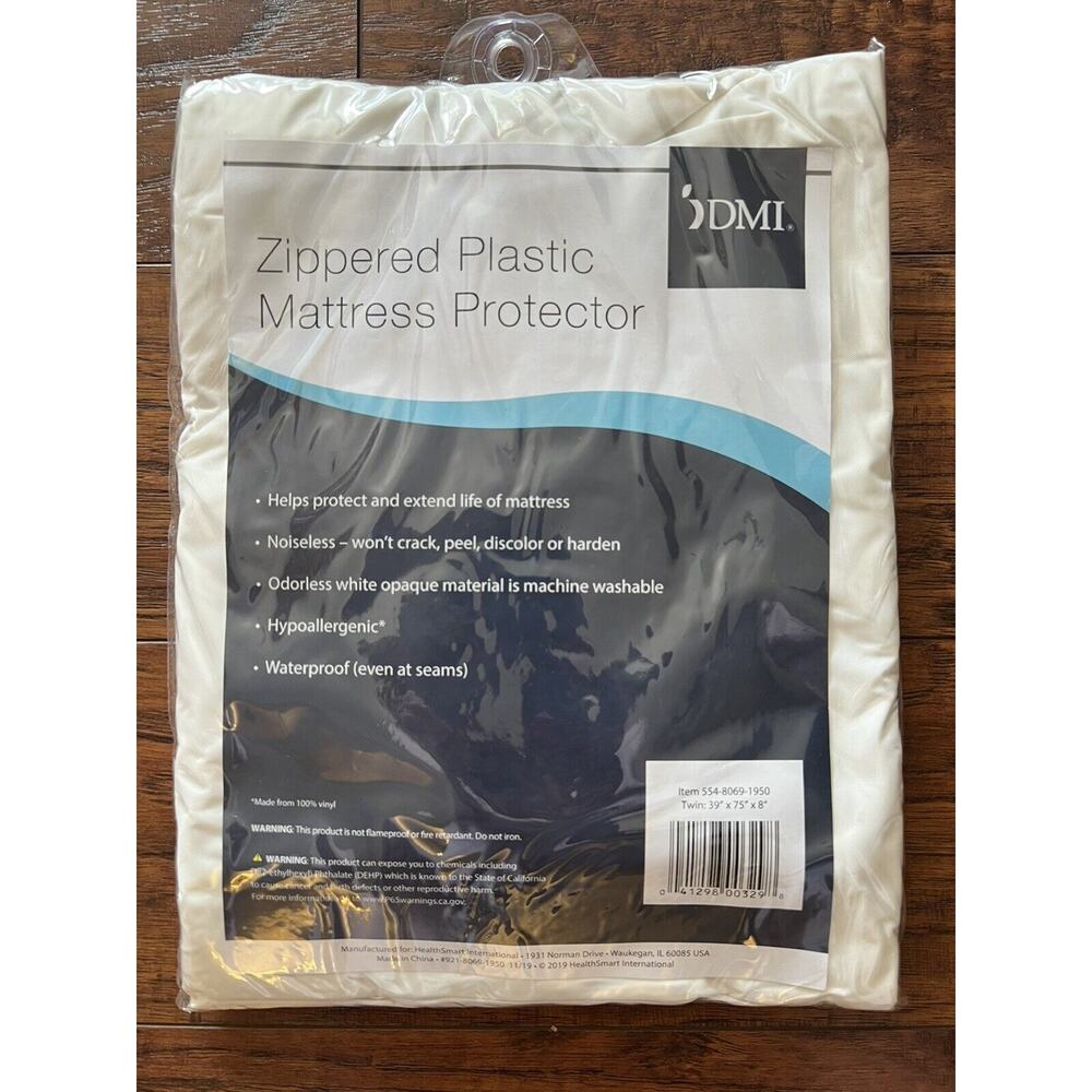 Twin Mattress Cover White Fitted Plastic Protector NEW Washable No Crackle